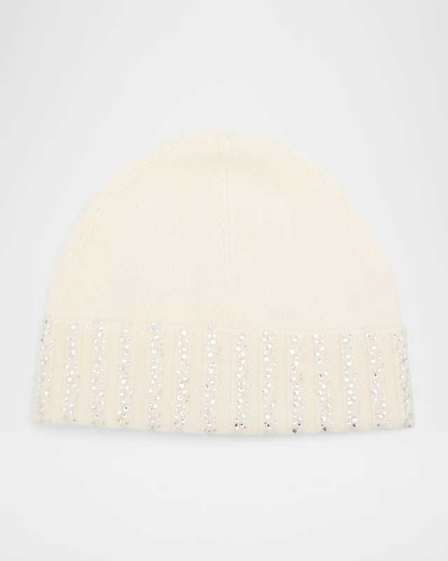 Cashmere Crystal-Embellished Beanie